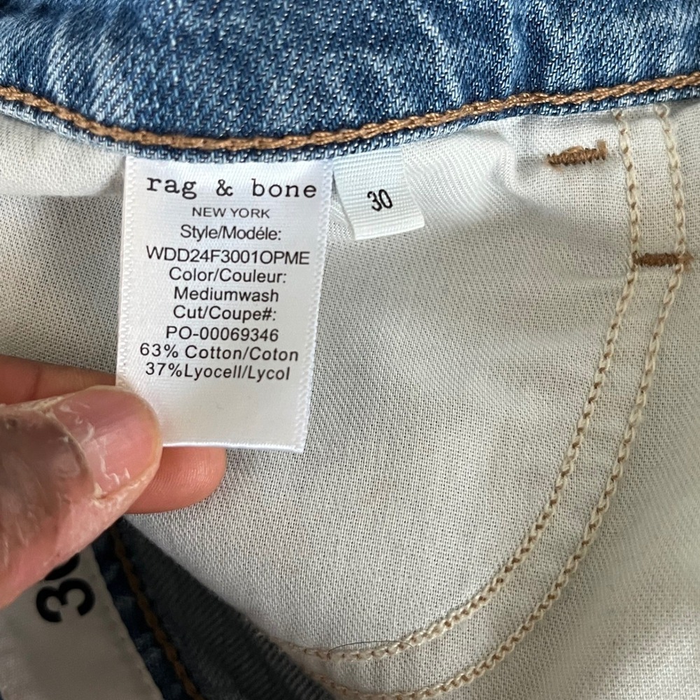 Rag Bone Lori Mid Rise Crop ‎ Wide Leg Jeans Medium Wash Denim Size 30 - Picture 6 of 9